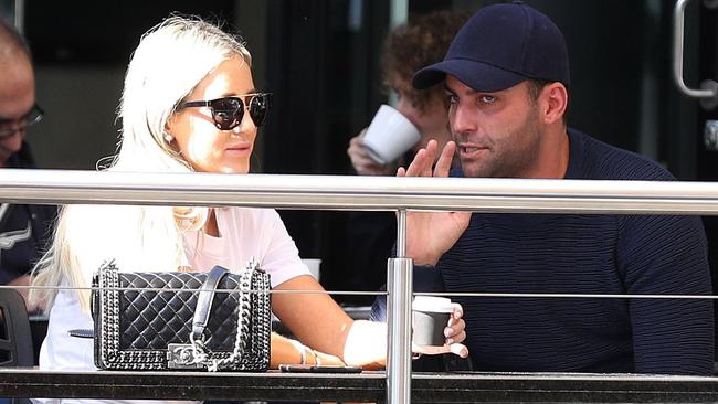 Roxy Jacenko and Alex Macris at the cafe. Picture: Backgrid Australia