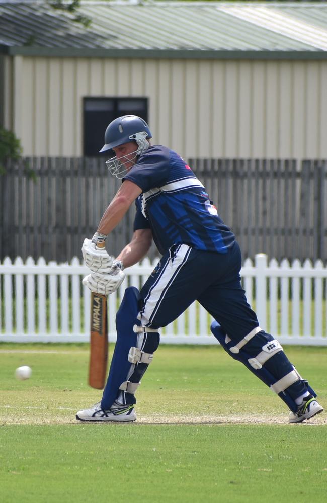 Ian Kelly knocked 73 from 74 in the DBCT Cup Mackay Cricket 2nd Grade Brothers v Magpies in the semi-finals on Saturday, March 19, 2022. Picture: Tara Miko