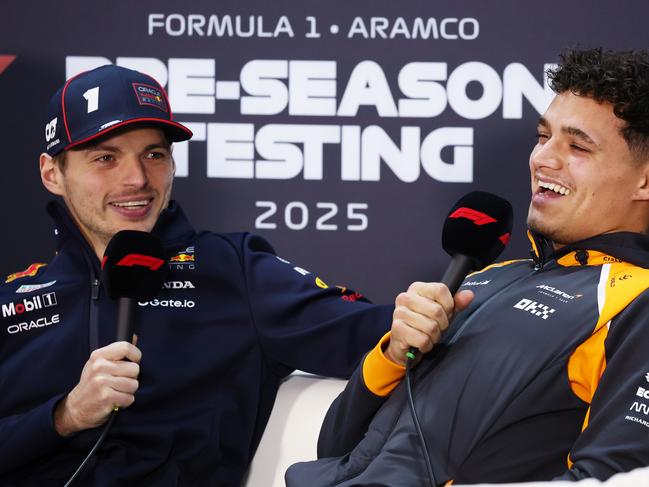 Red Bull’s Max Verstappen and title rival Lando Norris, from McLaren. Picture: Getty Images