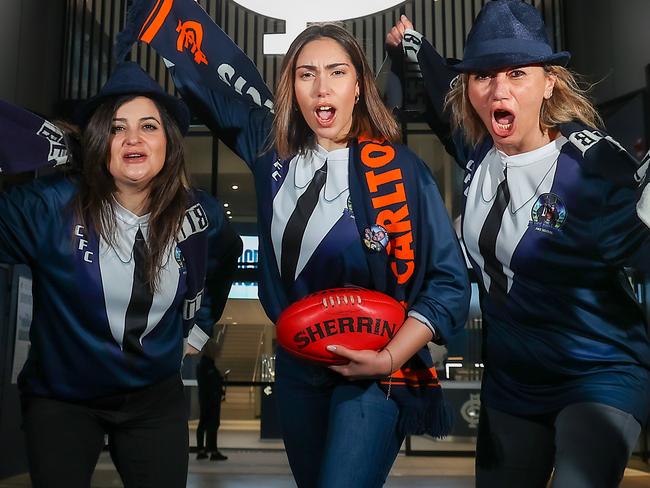 Sisters Selda Bordaran, Lara Sabic and Imren Kuyucv are ready to cheer on their team. Picture: Ian Currie