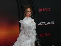 Actor Jennifer Lopez poses for a photo in a promotional event for Netflix series ATLAS in Mexico City, on Tuesday, May 21, 2024. (AP Photo/Marco Ugarte)