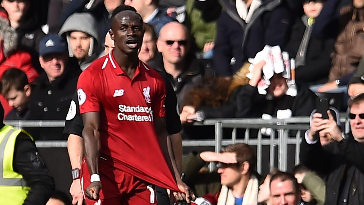 Sadio Mane celebrates his goal. Picture: Glyn KIRK / AFP