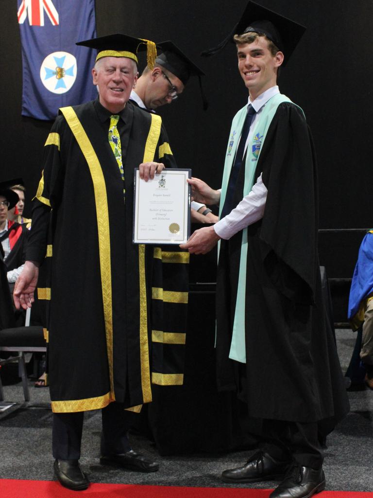 Brayden Rewald graduated with a Bachelor of Education (Primary) with Distinction at the CQUniversity graduation ceremony in Bundaberg on December 14, 2023.