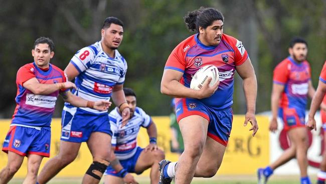 GOING FORWARD: Redbank Plains A-Grade player John Paul Leota powers ahead in last weekend's win over Brothers. Picture: Cordell Richardson