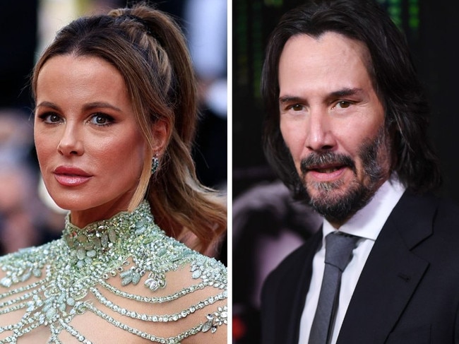 Kate Beckinsale says Keanu Reeves saved her from wardrobe malfunction. Picture: Getty