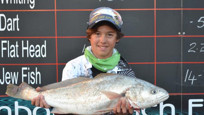 Bryce Francis with a Jewfish a that Rainbow Beach Fishing Classic 2014. Photo Contributed