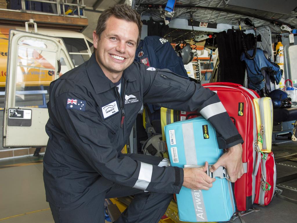 RACQ CQ Rescue helicopter Crewman Ben McCauley took part in all three shark attack casualty evacuations to Mackay Hospital. Photo: Daryl Wright.