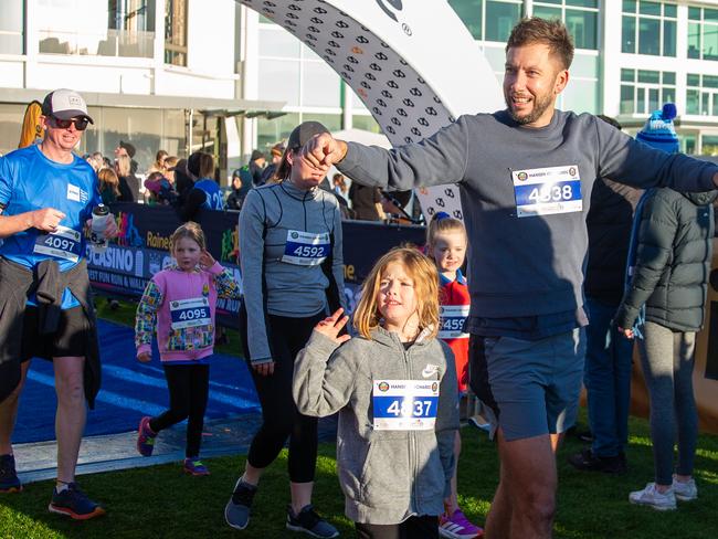 Frankie and Samuel Peacock in the 2.7km City to Casino on Sunday 18th May 2025. Picture: Linda Higginson