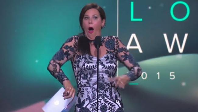 Julia Morris acknowledges her blunder on stage last night.