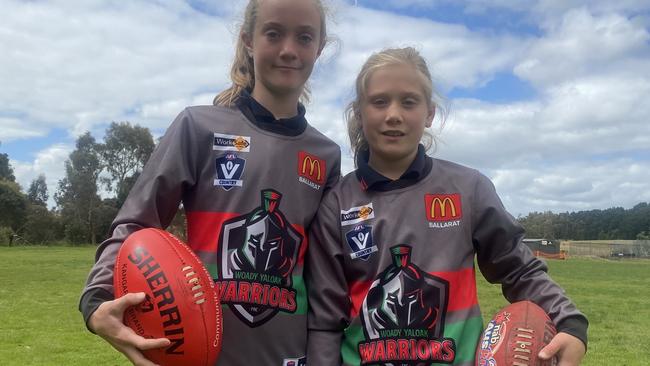 Woady Yaloak juniors Ava and Ruby Ashmore. Picture: Woady Yaloak.