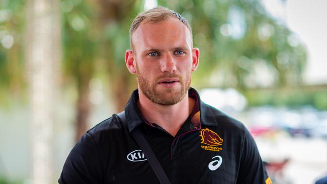 Matt Lodge and the Broncos land in Darwin for the clash against the Eels. Picture: Che Chorley