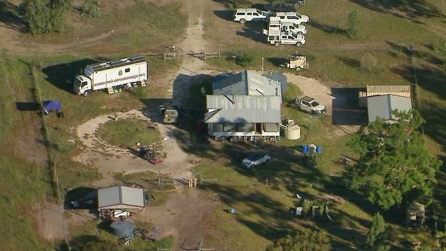 Aerial vision of the crime scene at Wieambilla, Queensland. Source: 9 News.