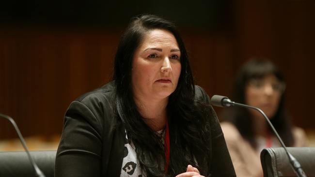 Adelaide woman Sonya Ryan, mother of Carly Ryan, appearing before a Senate hearing at Parliament House in Canberra. Picture Kym Smith