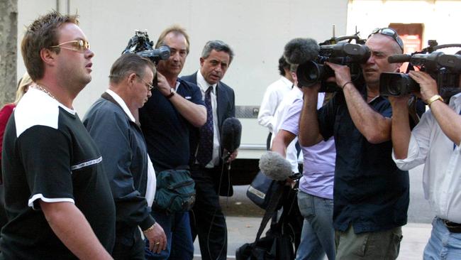 Carl and George outside the County Court in 2004.