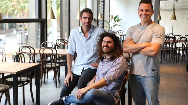 Popina restaurateurs Erez Beker and German Sanchez from Shuk, and Stefano de Blasi from Salt Meats Cheese.