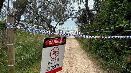 Queensland Police has confirmed a deceased man was found inside a tent at Mooloolaba Beach on Thursday, January 12. Picture: Matt David/@shorebreakblue