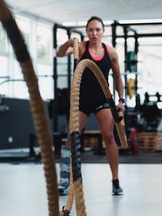 Matildas star Kyah Simon trains in a moon boot.