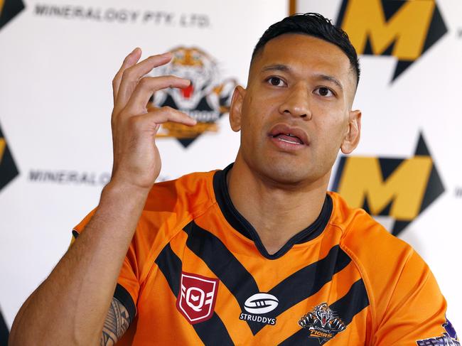 BRISBANE, AUSTRALIA - NewsWire Photos MAY 21, 2021: Israel Folau during a media conference which was held in Brisbane. Picture: NCA NewsWire/Tertius Pickard