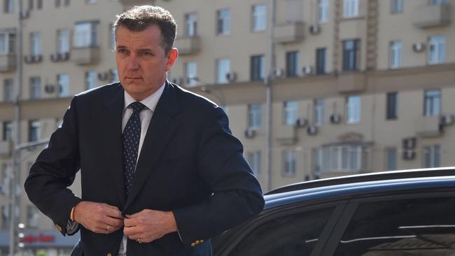 Peter Tesch arrives at the Russian Foreign Ministry headquarters in Moscow in 2018 ahead of his expulsion. Picture: Vasily Maximov