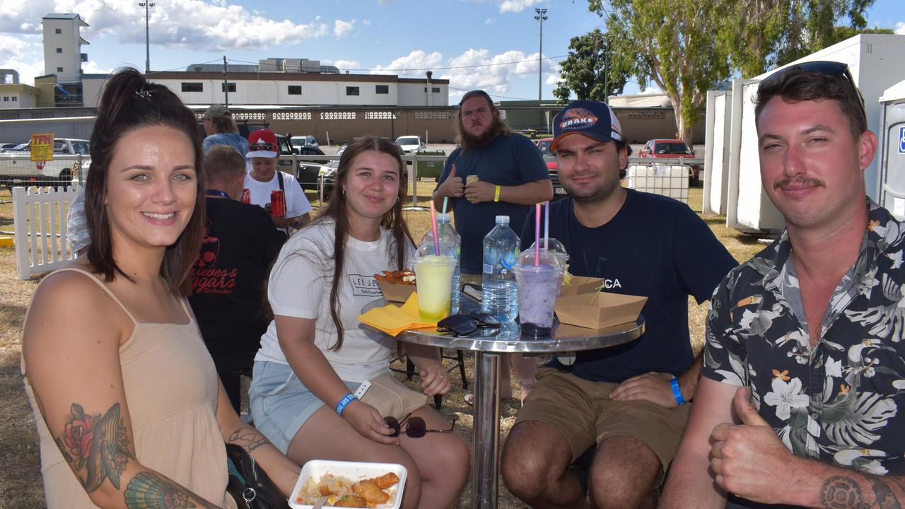 Billi-Jai Jansen, Courtney Gibson, Nelson Mill and Tate Smitt from Dysart and Dubbo. Burnout precinct at Rockynats 2022.