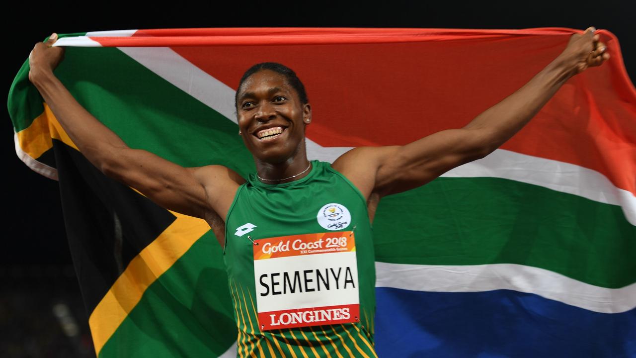 Caster Semenya celebrates winning 800m gold at last year’s Commonwealth Games.
