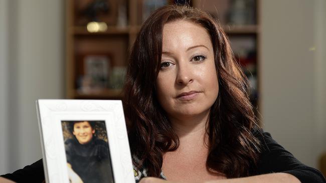 Lana Jagla, pictured at her Aldinga Beach home with a photo of her son, Reece. Picture: Bianca De Marchi.