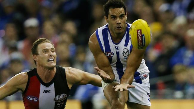 Daniel Wells copped a corked leg against St Kilda. Picture: George Salpigtidis