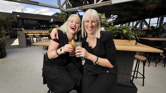 Sally and Lara enjoying cocktails at The Corner Hotel in Richmond. Picture: Nicki Connolly