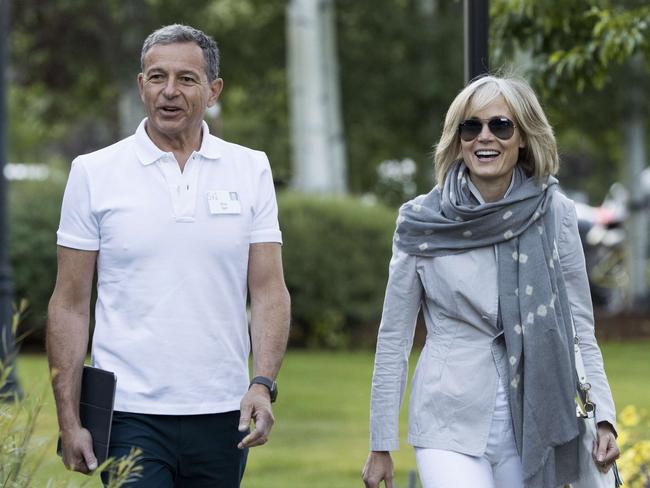 Disney boss Bob Iger with his wife, journalist Willow Bay, inside the exclusive event. Picture: Drew Angerer/Getty Images/AFP