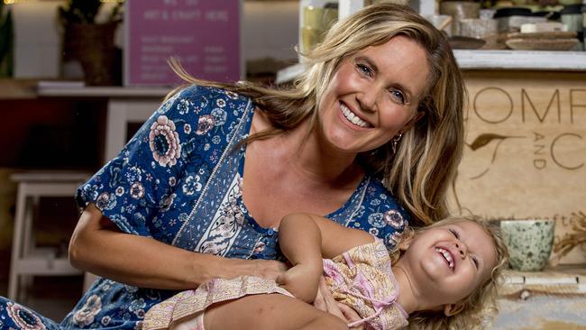 Jess Skarratt and her daughter Halliday, 2, at Heartfill in Burleigh Heads. Picture: Jerad Williams