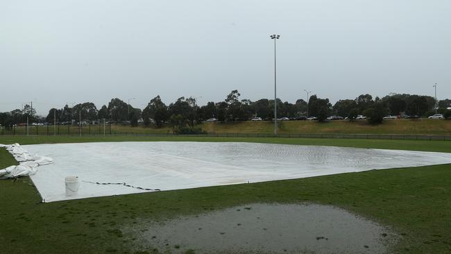 A washed out AK Lines Reserve on Saturday. Picture: Hamish Blair