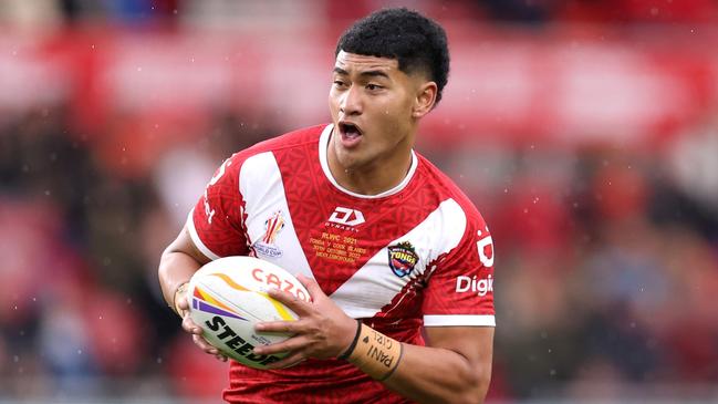 Isaiya Katoa of Tonga showed again why Wayne Bennett moved so fast to snap him up at the Dolphins. Picture: Getty Images.