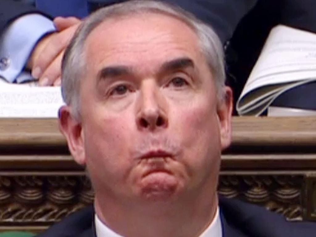 Britain's Attorney-General Geoffrey Cox reacting as the outcome of a vote on a motion to find Government Ministers in contempt of parliament is passed, and ordering Britain's Government to publish the full legal advice on the Brexit deal. Picture: AFP