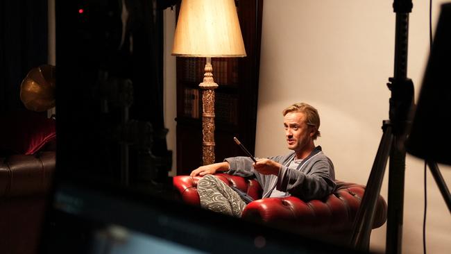 Harry Potter star Tom Felton while filming. Picture: Supplied