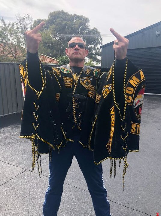 Former Comanchero Canberra chapter president Peter Zdravkovic was the subject of an attempted assassination after he sent these pictures to gang members.