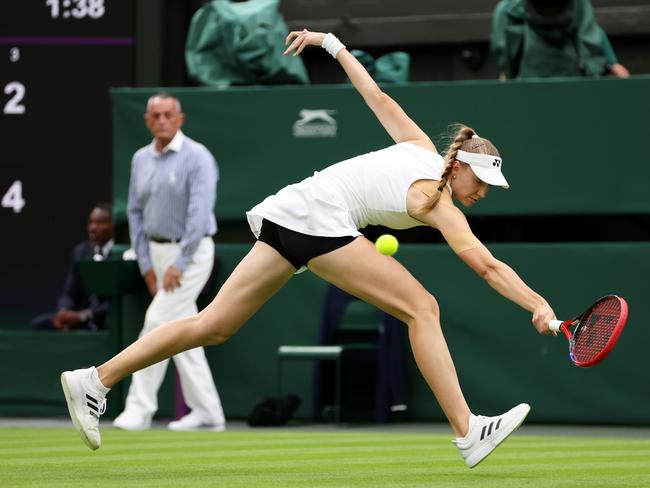 Both Elena Rybakina of Kazakhstan and Shelby Rogers of the United States elected to wear dark shorts at Wimbledon on Tuesday. (Photo by Clive Brunskill/Getty Images)