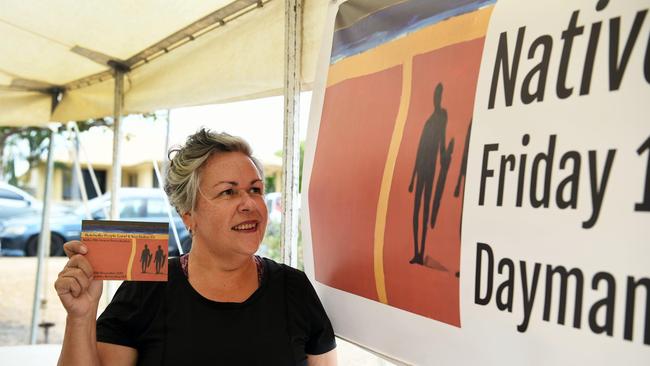 Native Title Agreement – Doctor Fiona Foley with her design for the Butchulla People Land and Sea Claim. Photo: Cody Fox