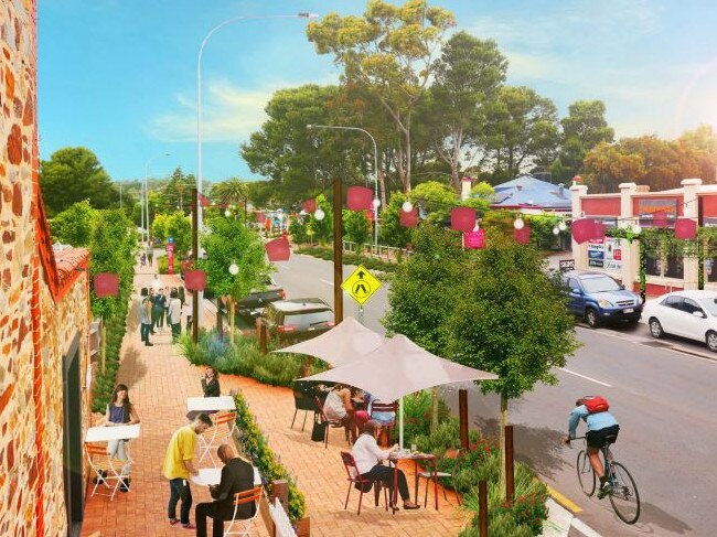 Concept images of a planned upgrade to the McLaren Vale Main Street. Picture: City Collective