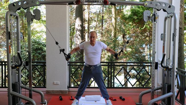 Putin decided on lavish clothing during a workout in the past. Picture: Mikhail Klimentyev / Ria Novosti / AFP.