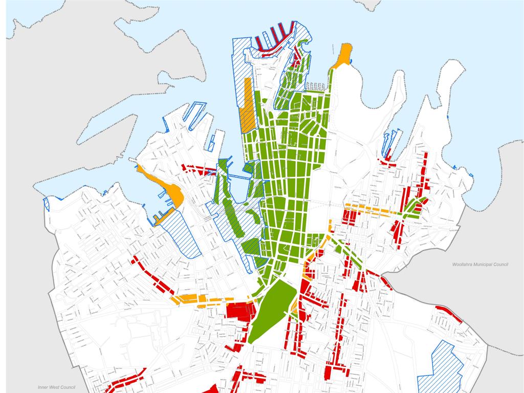 The City of Sydney council has a map of proposed entertainment precincts to support the 24-hour economy with late night bars and live music zones.