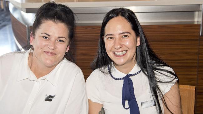 (From left) Melody Ryan and Tenysha Mann. Long lunch with cricketing legend Steve Waugh at Fitzy's. Picture: Nev Madsen.