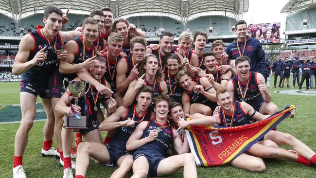 Norwood celebrate its win in the 2019 SANFL reserves grand final. Picture: SARAH REED