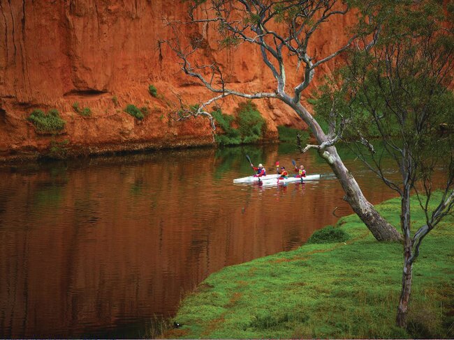 Kayaking down Werribee River provides stunning views of the K Road cliffs.