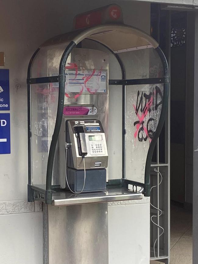 Graffiti on a public telephone at Kuranda. Picture: Supplied