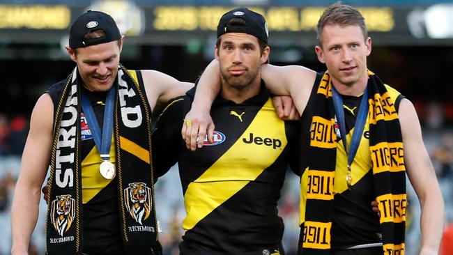 David Astbury, Alex Rance and Dylan Grimes were part of Richmond’s formidable backline. Picture: Getty Images