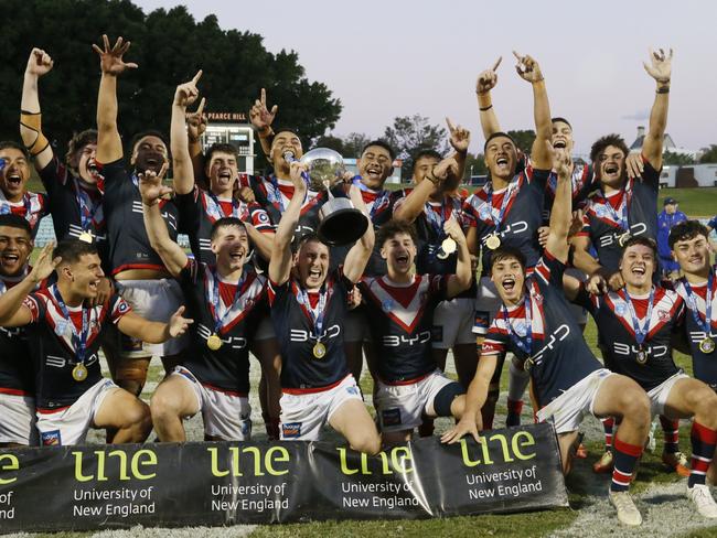 The Roosters celebrate their epic grand final win in SG Ball. Picture: Warren Gannon Photography