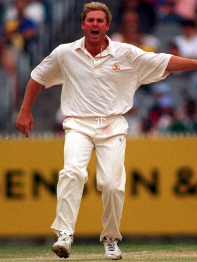 Warne in action against Sri Lanka. Picture: Brett Faulkner