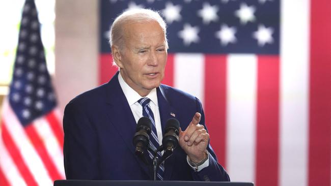 Joe Biden makes his economic pitch in Chicago on Wednesday. Picture: AFP