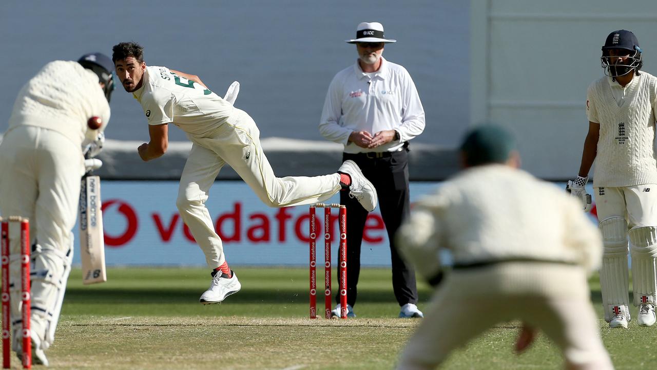 Mitchell Starc took three wickers in the second innings. Picture: Hamish Blair