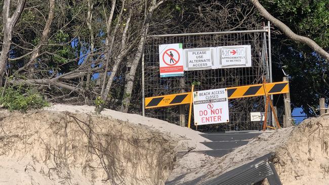 A closed beach access path at Clarkes Beach, Byron Bay, on June 7, 2021. Picture: Liana Boss